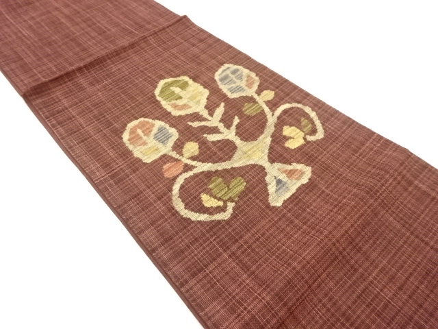 JAPANESE NAGOYA OBI / WOVEN ABSTRACT FLORAL PLANTS